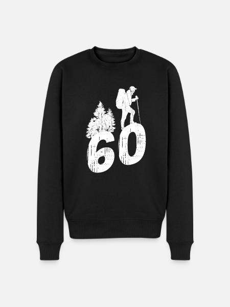 Wandelen 60ste verjaardag Wandelaars 60 jaar outdoor - Mannen Premium Bio sweater - zwart