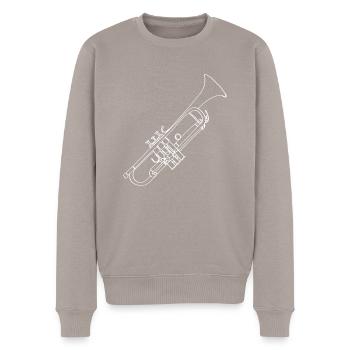 Trompete Oneline Art - Trompete - Männer Premium Bio Pullover - Taupe - Vorne - Nico (187cm)