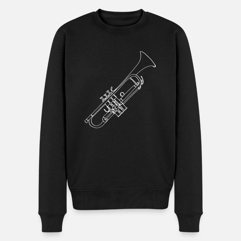 Trompete Oneline Art - Trompete - Männer Premium Bio Pullover - Schwarz