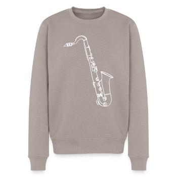 Saxophon Oneline Art - Saxophon-Musiker - Männer Premium Bio Pullover - Taupe - Vorne - Nico (187cm)