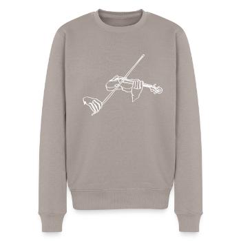 Violine Oneline Art - Geigerin Geigerin - Männer Premium Bio Pullover - Taupe - Vorne - Nico (187cm)