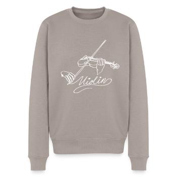 Violine Oneline Art - Geigerin Geigerin - Männer Premium Bio Pullover - Taupe - Vorne - Nico (187cm)