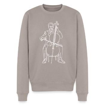 Cello Oneline Art - Cello-Musiker Cello-Spieler - Männer Premium Bio Pullover - Taupe - Vorne - Nico (187cm)