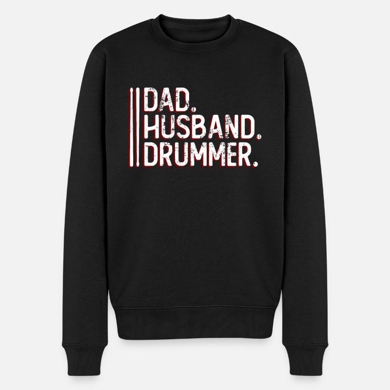 Vater. Ehemann. Schlagzeuger. - Schlagzeuger - Männer Premium Bio Pullover - Schwarz