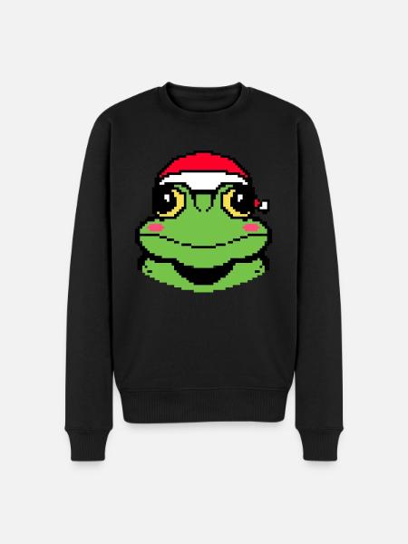 Frog Pixelated Christmas - Funny - Men's Premium Organic Jumper - black