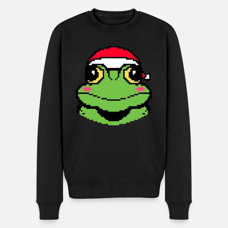 Frog Pixélisé Christmas - Drôle - Pull Premium bio Homme - noir