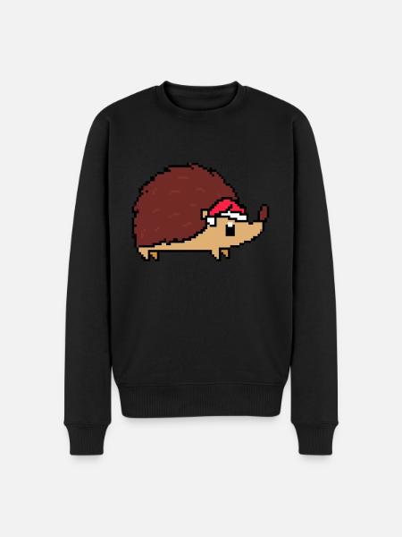 Igel Pixelated Christmas - Lustige Igel - Männer Premium Bio Pullover - Schwarz
