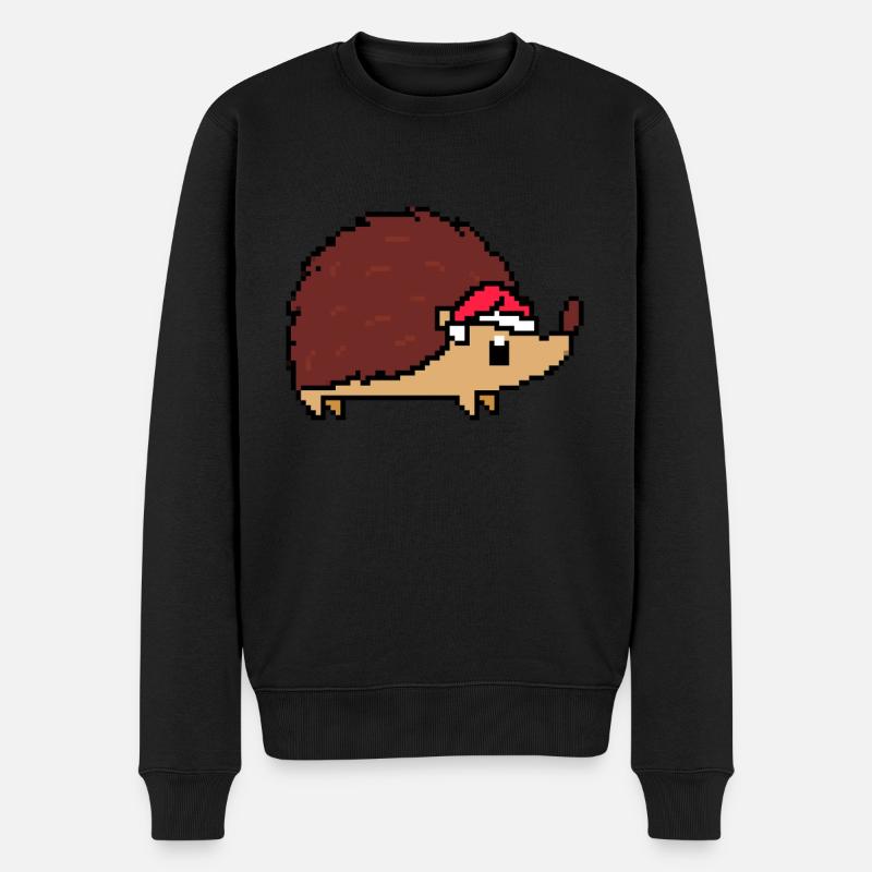 Igel Pixelated Christmas - Lustige Igel - Männer Premium Bio Pullover - Schwarz