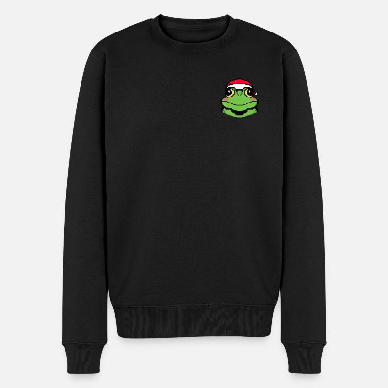 Frog Pixélisé Christmas - Drôle - Pull Premium bio Homme - noir