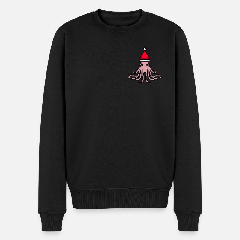 Oktopus verpixelte Weihnachten - Lustige Oktopus - Männer Premium Bio Pullover - Schwarz