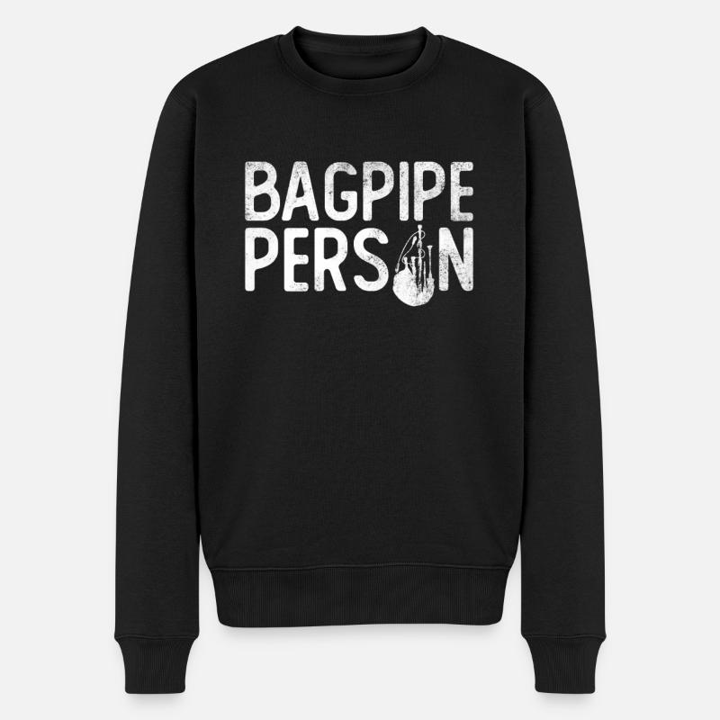 Bagpipe Person - Dudelsack Schottische Musik - Männer Premium Bio Pullover - Schwarz