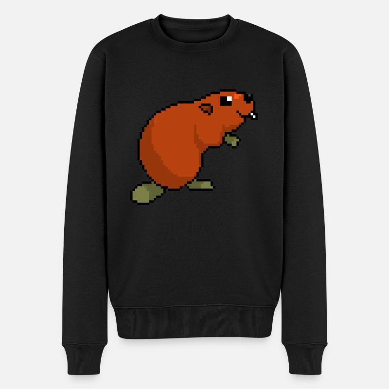 Verpixelter Biber - Lustiger Biber - Männer Premium Bio Pullover - Schwarz