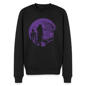 Goth geht über Friedhof - Gothic Grufti - Männer Premium Bio Pullover - Schwarz - Vorne - Nico (187cm)
