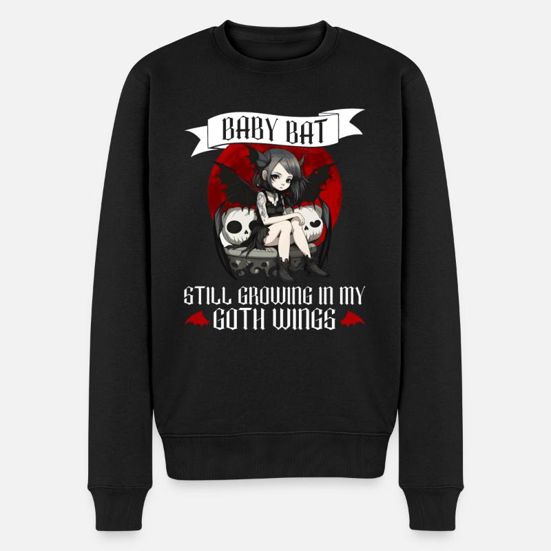 Baby Fledermaus Gothic Goth Grufti Spruch - Männer Premium Bio Pullover - Schwarz