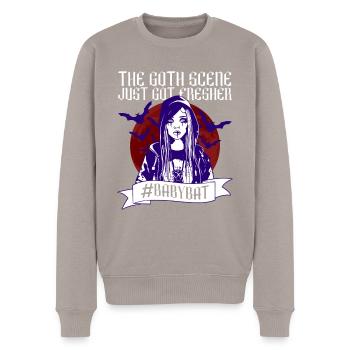 #Babybat - Baby Bat Gothic Goth Grufti Spruch - Männer Premium Bio Pullover - Taupe - Vorne - Nico (187cm)