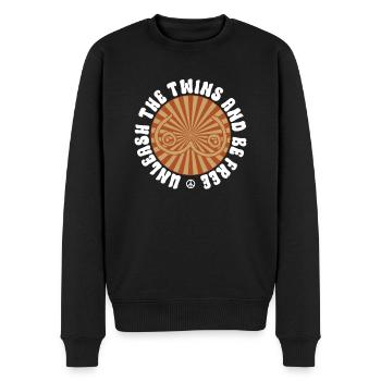 Unleash the twins and be free - No bra - Men's Premium Organic Jumper - black - Front - Nico (187cm)