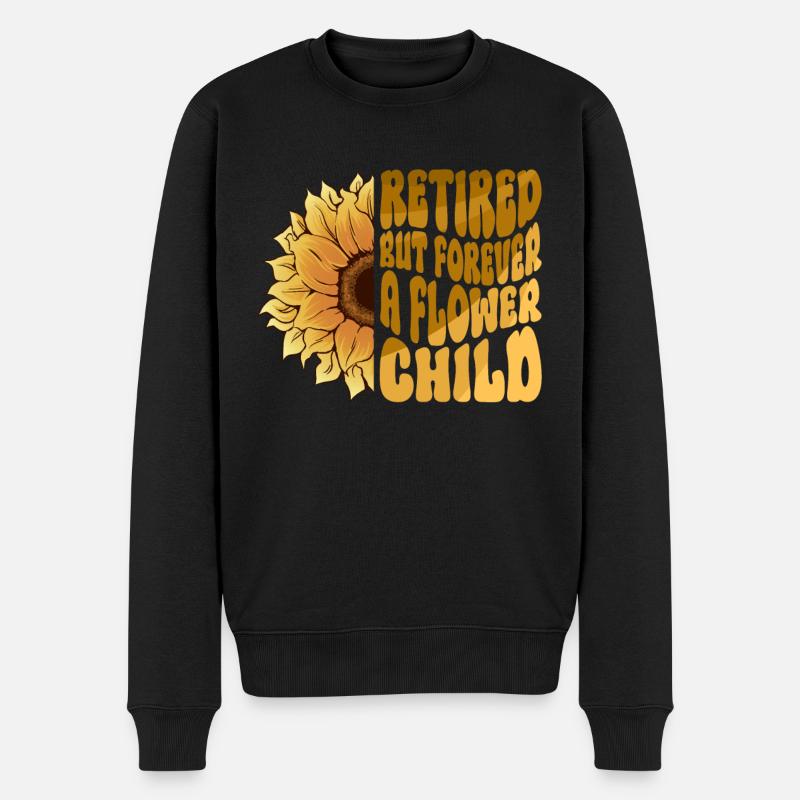 Im Ruhestand, aber für immer ein Blumenkind - - Männer Premium Bio Pullover - Schwarz
