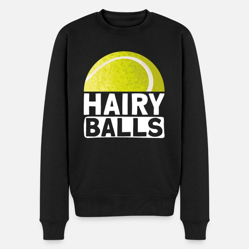 Haarige Bälle - Lustiges Tennis - Männer Premium Bio Pullover - Schwarz