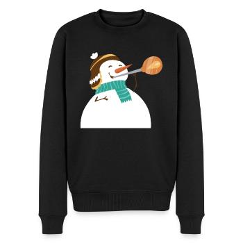 Schneemann als Glasbläser - Weihnachten - Männer Premium Bio Pullover - Schwarz - Vorne - Nico (187cm)