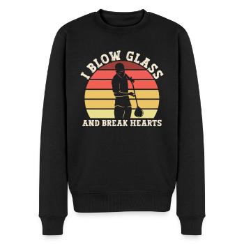 Ich blase Glas und breche Herzen - Glasbläser - Männer Premium Bio Pullover - Schwarz - Vorne - Nico (187cm)