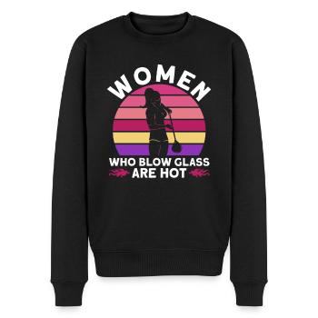 Frauen, die Glas blasen, sind heiß - Glasbläser - Männer Premium Bio Pullover - Schwarz - Vorne - Nico (187cm)