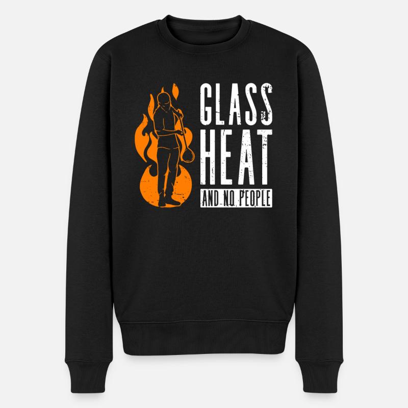 Glas - Hitze - und keine Menschen - Glasbläser - Männer Premium Bio Pullover - Schwarz