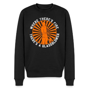 Wo Feuer ist, da ist auch ein Glasbläser - - Männer Premium Bio Pullover - Schwarz - Vorne - Nico (187cm)