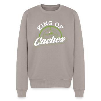 King of Caches - Geocaching Geocacher - Men's Premium Organic Jumper - taupe - Front - Nico (187cm)