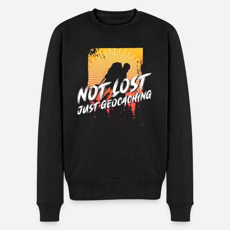 Nicht verloren - nur Geocaching - Geocaching - Männer Premium Bio Pullover - Schwarz