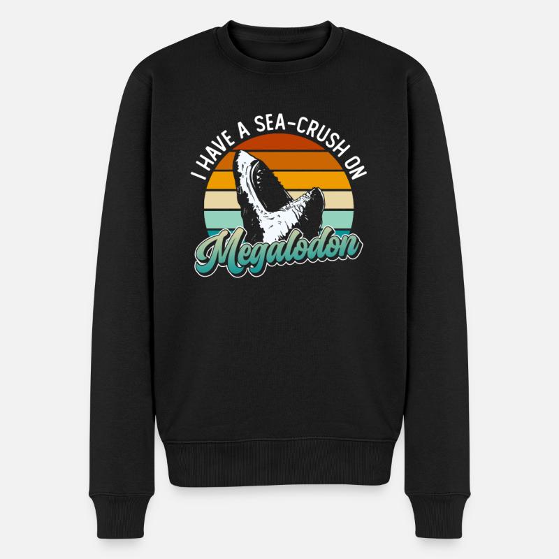 Ich bin in den Megalodon verknallt - Megalodon-Hai - Männer Premium Bio Pullover - Schwarz