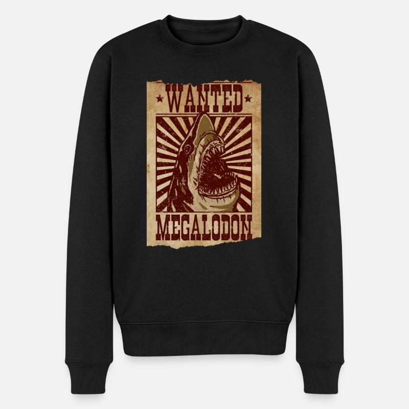 Gesucht - Megalodon - Megalodon Hai - Männer Premium Bio Pullover - Schwarz