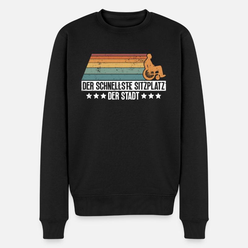 Rollstuhlfahrer Rollstuhl Lustiger Spruch - Männer Premium Bio Pullover - Schwarz