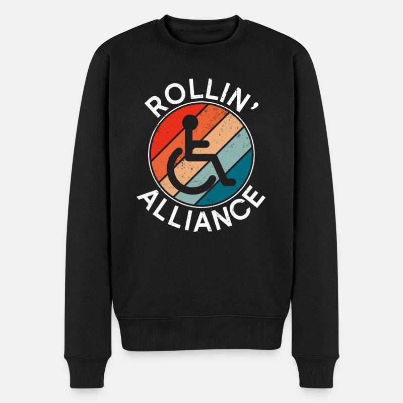 Rollstuhlfahrer Rollstuhl Behinderung Lustig - Männer Premium Bio Pullover - Schwarz