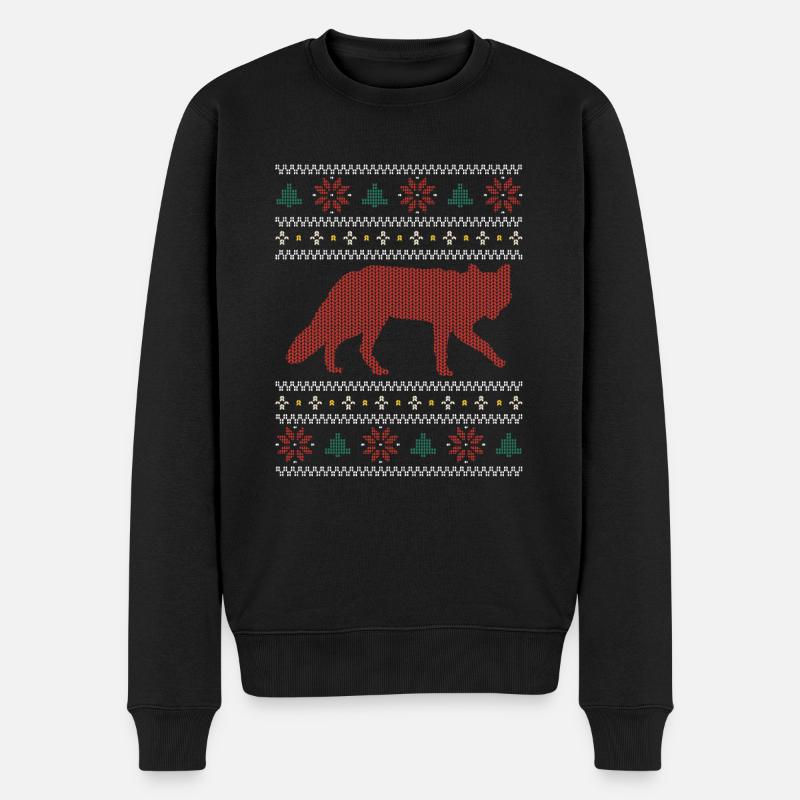 Lustige Fuchs-Weihnachtsgeschenke - Männer Premium Bio Pullover - Schwarz