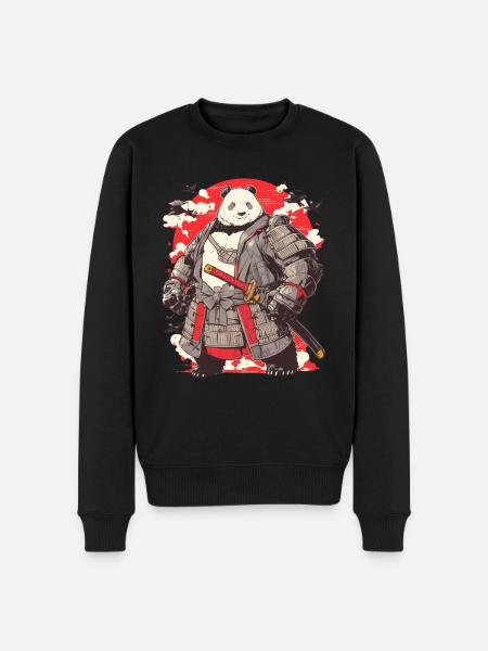 Pandabär Samurai Japanischer Riesenpanda - Männer Premium Bio Pullover - Schwarz