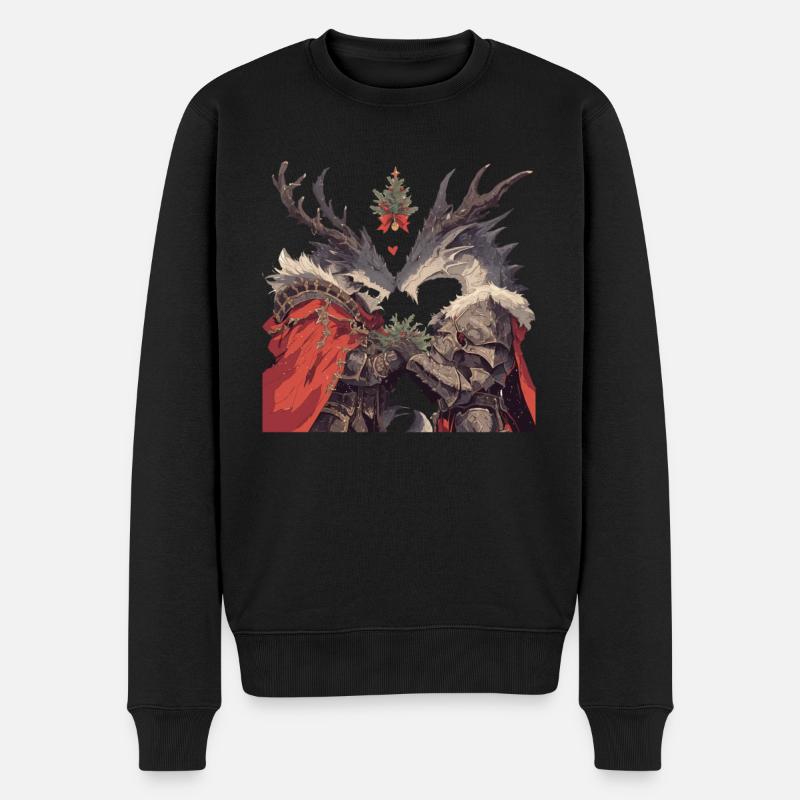 Drache Weihnachten Drache Kinder - Männer Premium Bio Pullover - Schwarz