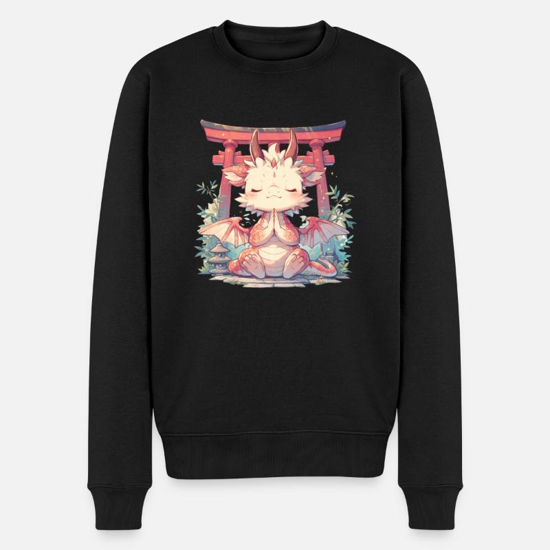 Dragon Zen Japonais Kawaii Dragon - Pull Premium bio Homme - noir