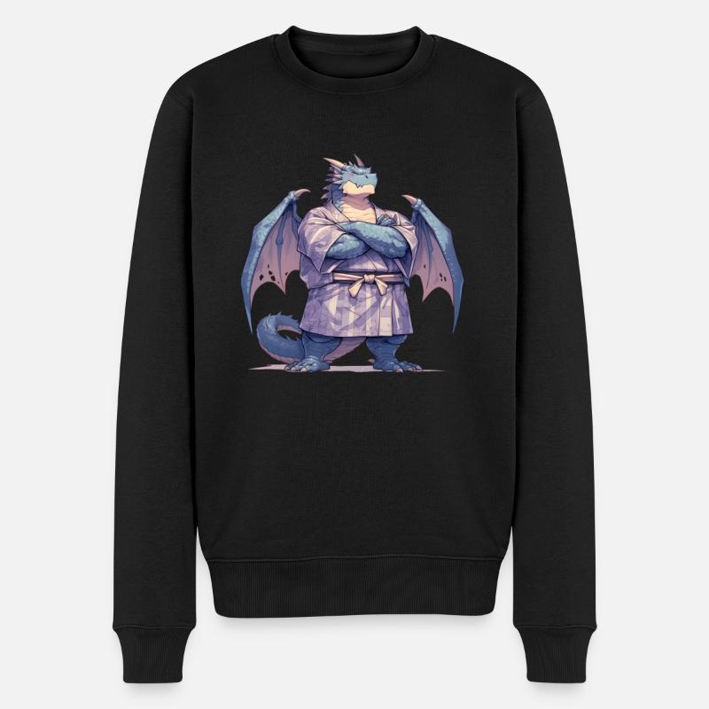Drache Sumo Ringer Japanisch Kawaii Drache - Männer Premium Bio Pullover - Schwarz