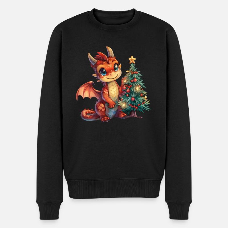 Dragon Noël Kawaii Enfants - Pull Premium bio Homme - noir