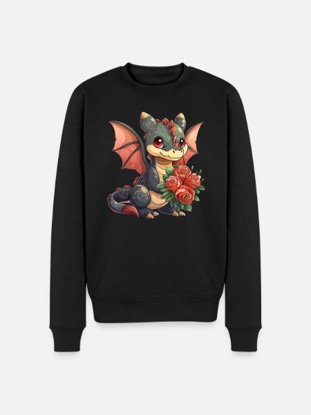 Dragon with Roses Valentine's Day Cute - Men's Premium Organic Jumper - black