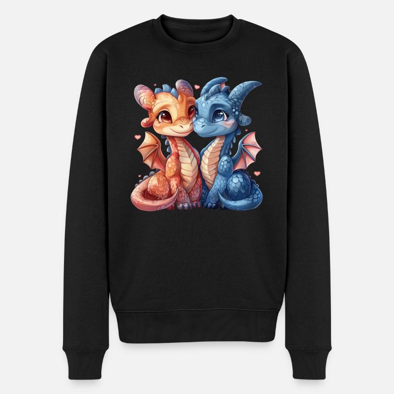 In Love Dragons Saint-Valentin Mignon - Pull Premium bio Homme - noir
