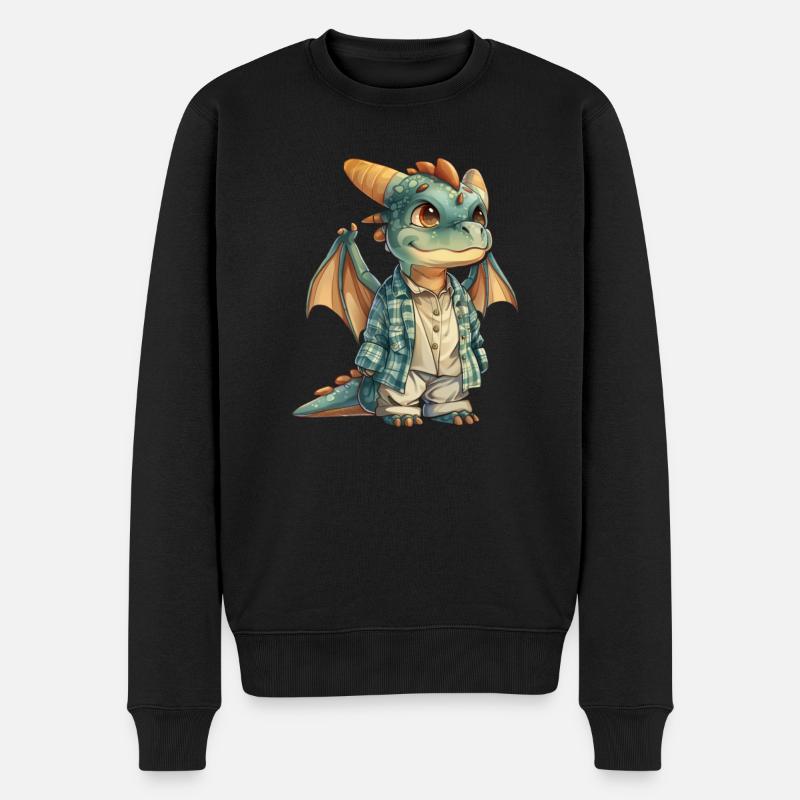 Drachen Schlafanzug Kawaii Drache Kinder - Männer Premium Bio Pullover - Schwarz