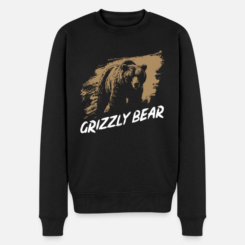 Grizzlybär Braunbär - Männer Premium Bio Pullover - Schwarz