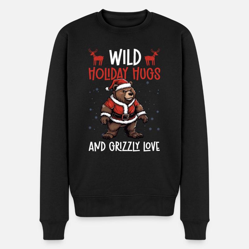 Grizzly Ours Brun Noël - Pull Premium bio Homme - noir