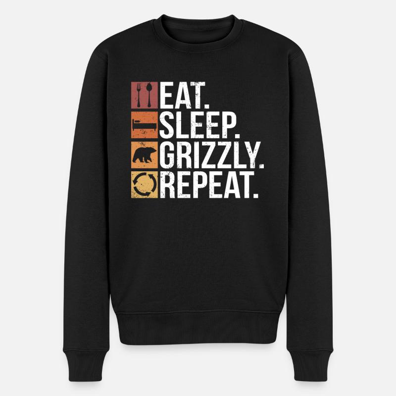 Grizzlybär Braunbär - Männer Premium Bio Pullover - Schwarz