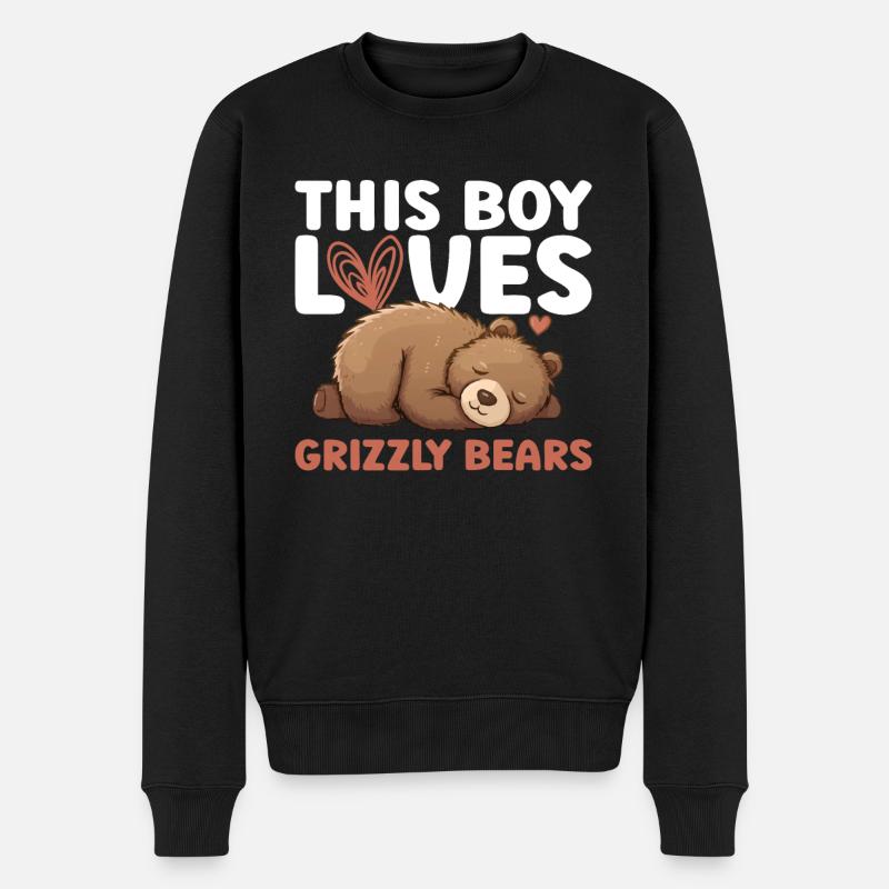 Grizzly Bear Garçon Enfants Ours Brun - Pull Premium bio Homme - noir