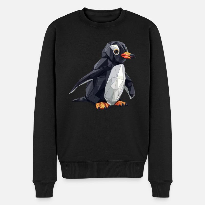 Origami Pinguin Kawaii Pinguin Niedlich - Männer Premium Bio Pullover - Schwarz
