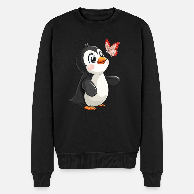 Pingouin Papillon Kawaii Pingouin Mignon - Pull Premium bio Homme - noir