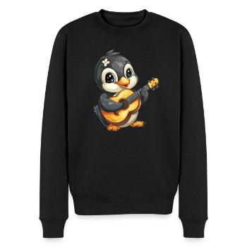 Pinguin Ukulele Gitarre Kawaii Pinguin Niedlich - Männer Premium Bio Pullover - Schwarz - Vorne - Nico (187cm)