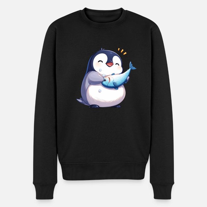 Pingouin Kawaii Pingouin Mignon - Pull Premium bio Homme - noir